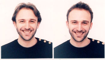 Deux photos prises avant et après être passé chez le coiffeur