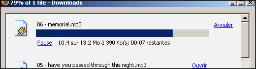 Téléchargement d'un MP3 à 390 ko/s